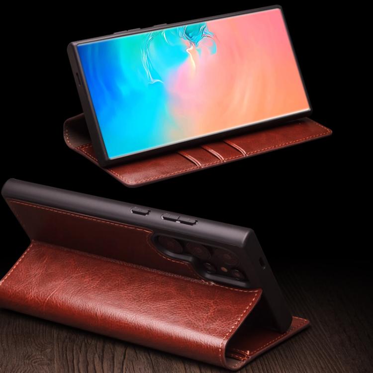 For Samsung Galaxy S25+ 5G QIALINO Genuine Leather Phone Case(Brown) For Samsung Galaxy S25+ 5G QIALINO Genuine Leather Phone Case(Brown)