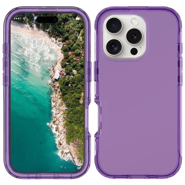 For iPhone 16 Pro Shockproof Clear Gradient PC + TPU Phone Case(Purple) For iPhone 16 Pro Shockproof Clear Gradient PC + TPU Phone Case(Purple)