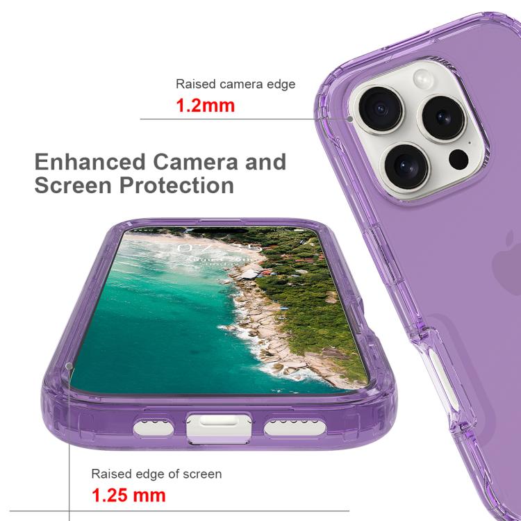 For iPhone 16 Pro Shockproof Clear Gradient PC + TPU Phone Case(Purple) For iPhone 16 Pro Shockproof Clear Gradient PC + TPU Phone Case(Purple)