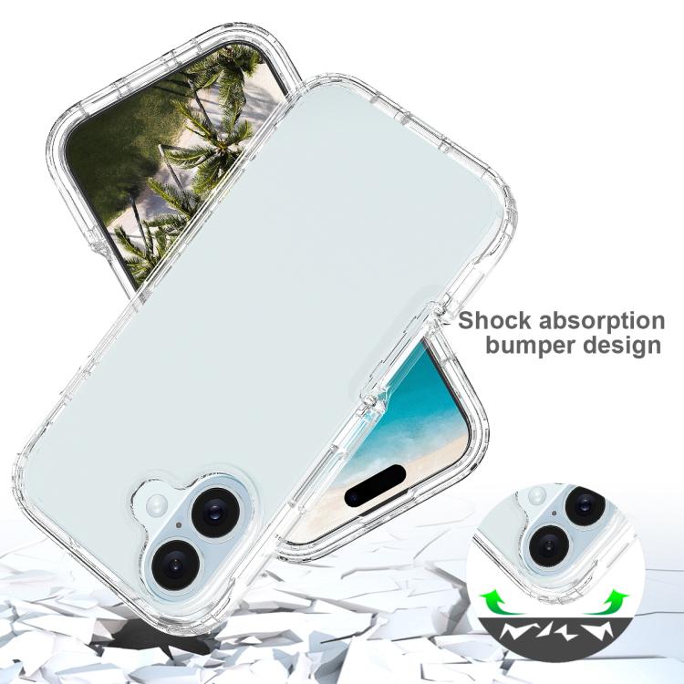 For iPhone 16 Shockproof Clear Gradient PC + TPU Phone Case(Transparent) For iPhone 16 Shockproof Clear Gradient PC + TPU Phone Case(Transparent)