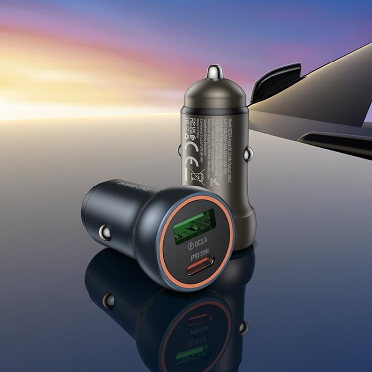 BOROFONE BZ32A Fresh PD30W Type-C and QC3.0 USB Car Charger Set with 1m 8 Pin Cable(Gold) BOROFONE BZ32A Fresh PD30W Type-C and QC3.0 USB Car Charger Set with 1m 8 Pin Cable(Gold)