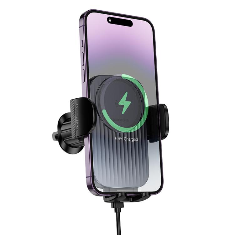 Borofone BH221 Path Car Air Outlet Push-type Wireless Fast Charging Holder(Black) Borofone BH221 Path Car Air Outlet Push-type Wireless Fast Charging Holder(Black)
