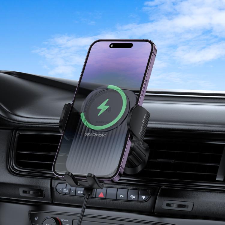 Borofone BH221 Path Car Air Outlet Push-type Wireless Fast Charging Holder(Black) Borofone BH221 Path Car Air Outlet Push-type Wireless Fast Charging Holder(Black)