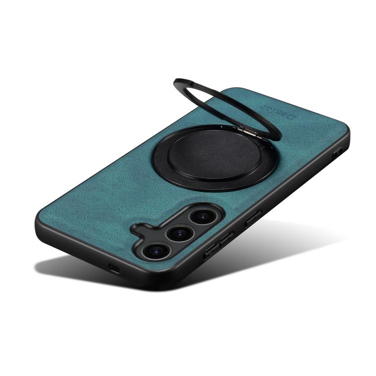 For Samsung Galaxy S25 5G Denior A14 Skin Feel Rotating Holder MagSafe Phone Case(Blue)