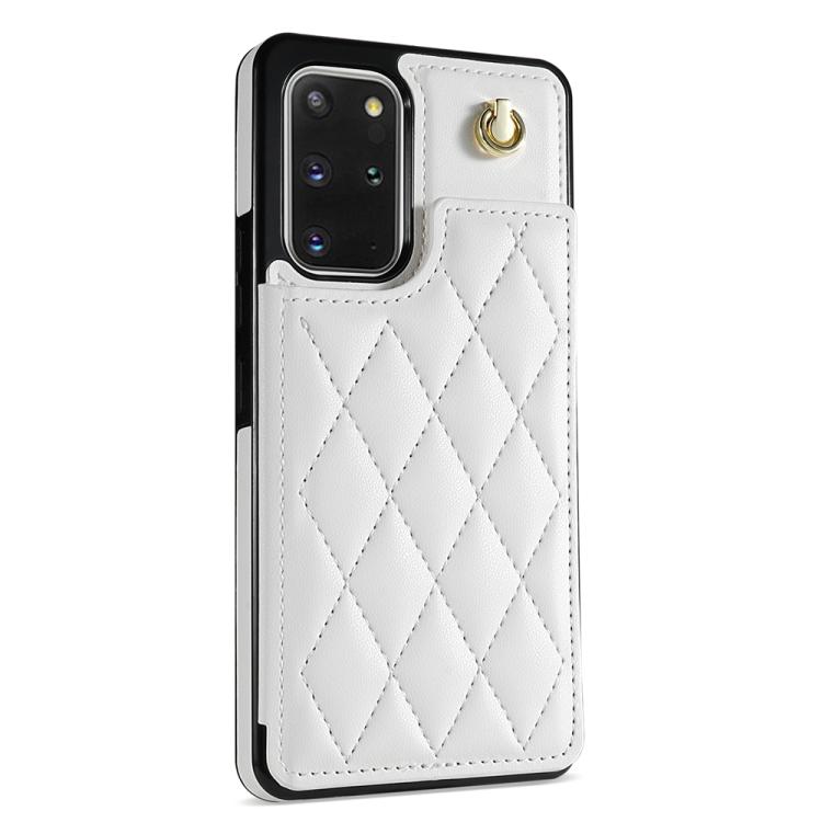 For Samsung Galaxy S20 FE 5G Rhombic Dual Buckle Card Slots Phone Case with Lanyard(White) For Samsung Galaxy S20 FE 5G Rhombic Dual Buckle Card Slots Phone Case with Lanyard(White)