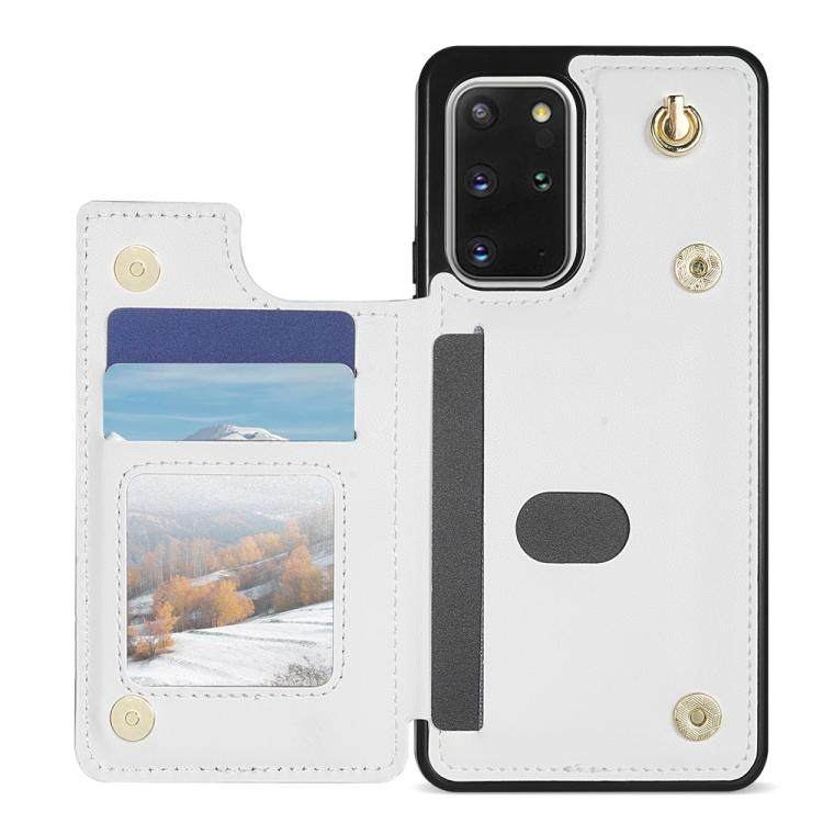 For Samsung Galaxy S20 FE 5G Rhombic Dual Buckle Card Slots Phone Case with Lanyard(White) For Samsung Galaxy S20 FE 5G Rhombic Dual Buckle Card Slots Phone Case with Lanyard(White)