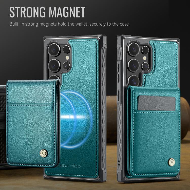 For Samsung Galaxy S23 Ultra 5G JEEHOOD J06 British Style RFID MagSafe Card Bag PU Phone Case(Green) For Samsung Galaxy S23 Ultra 5G JEEHOOD J06 British Style RFID MagSafe Card Bag PU Phone Case(Green)