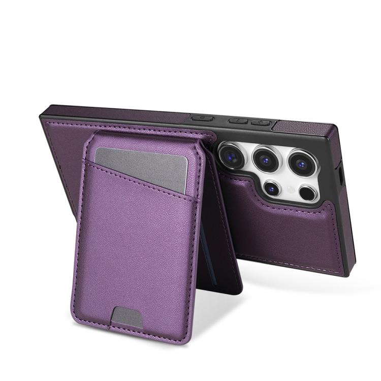 For Samsung Galaxy S25 Ultra 5G Skin Feel Detachable Card Bag Magsafe Phone Case(Purple) For Samsung Galaxy S25 Ultra 5G Skin Feel Detachable Card Bag Magsafe Phone Case(Purple)