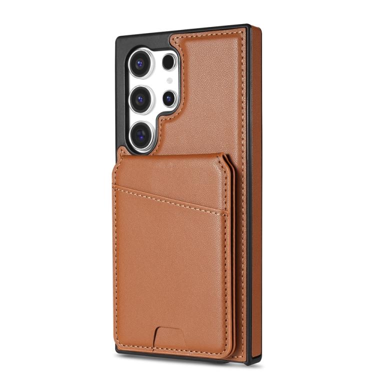 For Samsung Galaxy S23 Ultra 5G Skin Feel Detachable Card Bag Magsafe Phone Case(Brown) For Samsung Galaxy S23 Ultra 5G Skin Feel Detachable Card Bag Magsafe Phone Case(Brown)