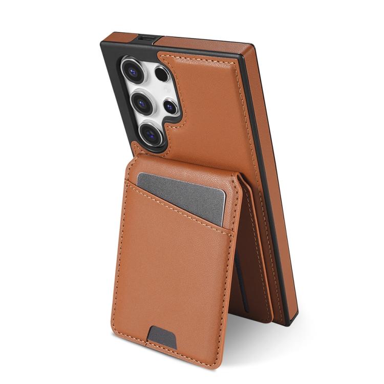 For Samsung Galaxy S23 Ultra 5G Skin Feel Detachable Card Bag Magsafe Phone Case(Brown) For Samsung Galaxy S23 Ultra 5G Skin Feel Detachable Card Bag Magsafe Phone Case(Brown)