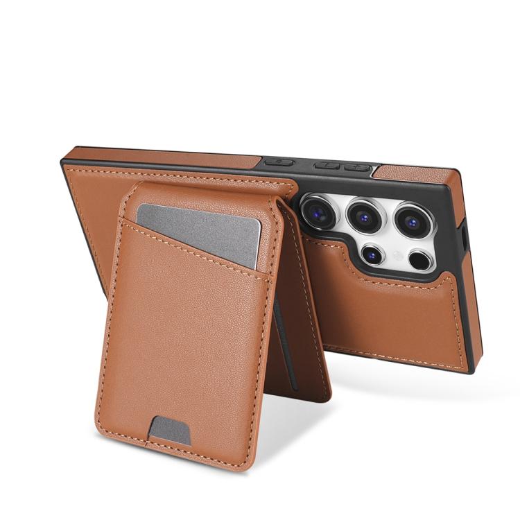 For Samsung Galaxy S23 Ultra 5G Skin Feel Detachable Card Bag Magsafe Phone Case(Brown) For Samsung Galaxy S23 Ultra 5G Skin Feel Detachable Card Bag Magsafe Phone Case(Brown)