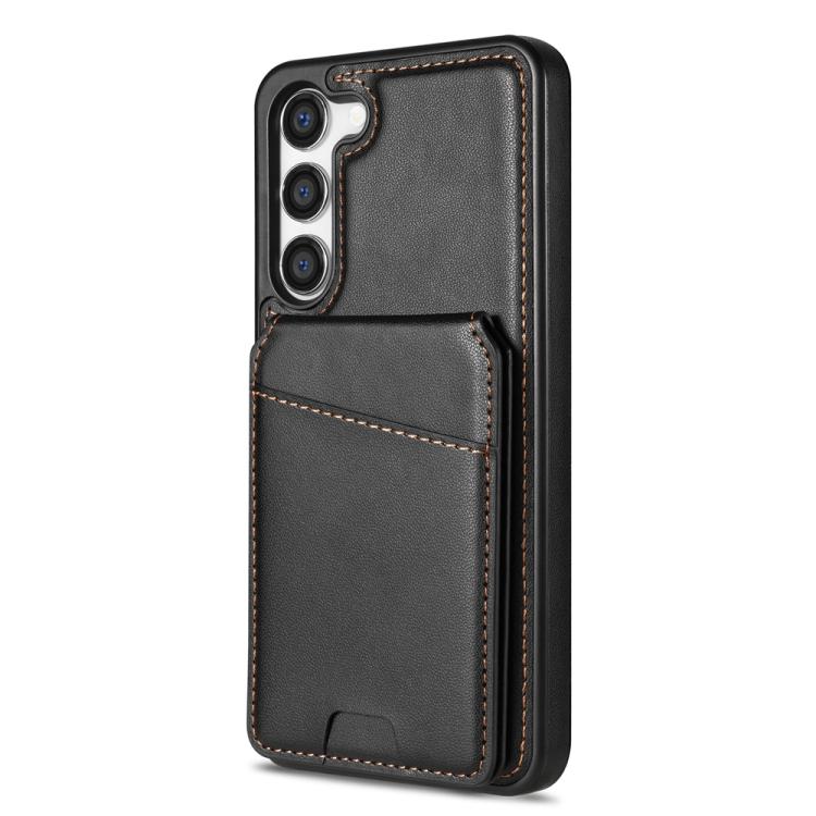 For Samsung Galaxy S23+ 5G Skin Feel Detachable Card Bag Magsafe Phone Case(Black)