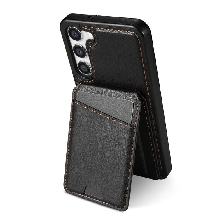 For Samsung Galaxy S23+ 5G Skin Feel Detachable Card Bag Magsafe Phone Case(Black)