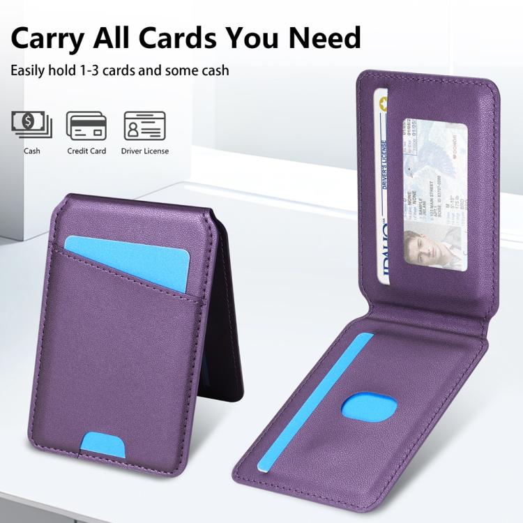 For iPhone 16 Pro Skin Feel Detachable Card Bag Magsafe Phone Case(Purple) For iPhone 16 Pro Skin Feel Detachable Card Bag Magsafe Phone Case(Purple)