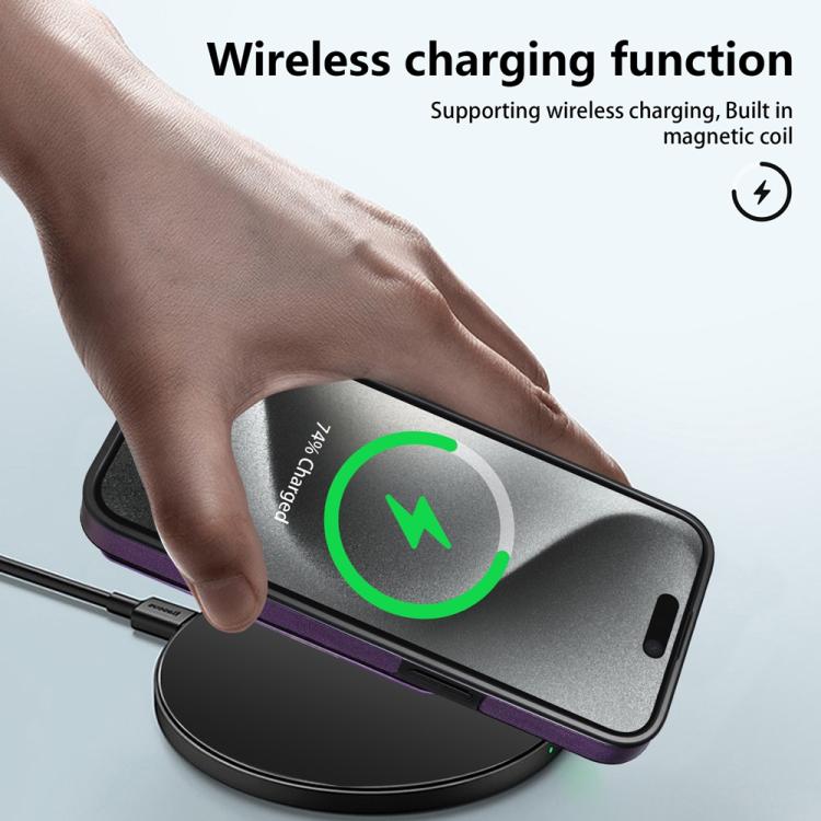 For iPhone 16 Pro Skin Feel Detachable Card Bag Magsafe Phone Case(Purple) For iPhone 16 Pro Skin Feel Detachable Card Bag Magsafe Phone Case(Purple)