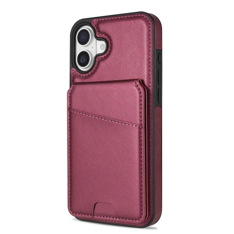 For iPhone 16 Plus Skin Feel Detachable Card Bag Magsafe Phone Case(Wine Red) For iPhone 16 Plus Skin Feel Detachable Card Bag Magsafe Phone Case(Wine Red)