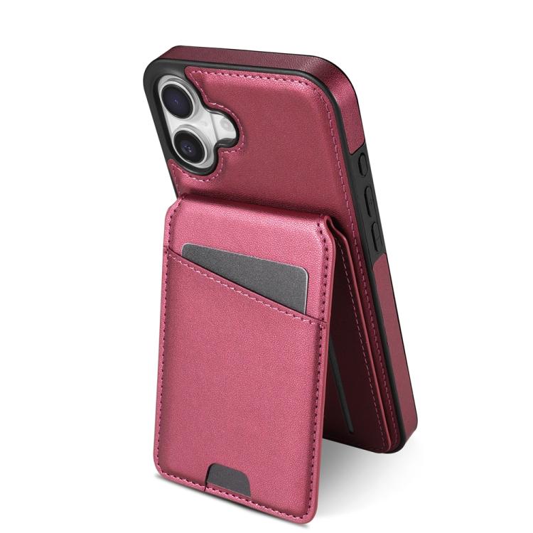 For iPhone 16 Plus Skin Feel Detachable Card Bag Magsafe Phone Case(Wine Red) For iPhone 16 Plus Skin Feel Detachable Card Bag Magsafe Phone Case(Wine Red)