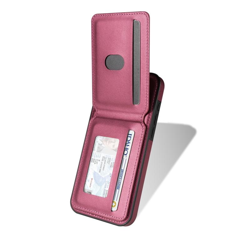 For iPhone 16 Plus Skin Feel Detachable Card Bag Magsafe Phone Case(Wine Red) For iPhone 16 Plus Skin Feel Detachable Card Bag Magsafe Phone Case(Wine Red)