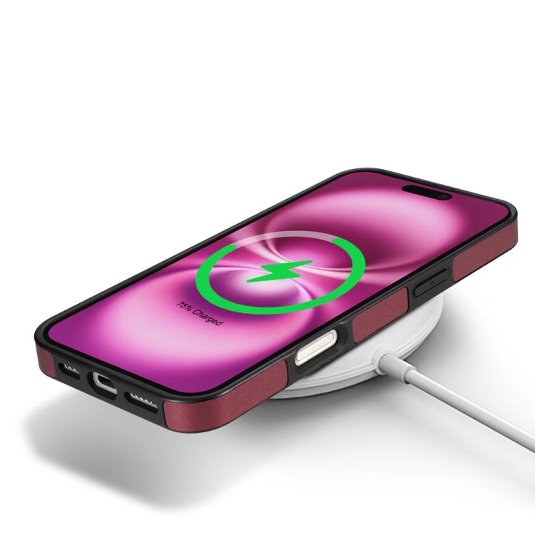 For iPhone 16 Plus Skin Feel Detachable Card Bag Magsafe Phone Case(Wine Red) For iPhone 16 Plus Skin Feel Detachable Card Bag Magsafe Phone Case(Wine Red)