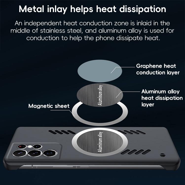 For Samsung Galaxy S23 Ultra 5G All-inclusive Lens Frameless Graphene Cooling Phone Case(Navy Blue)