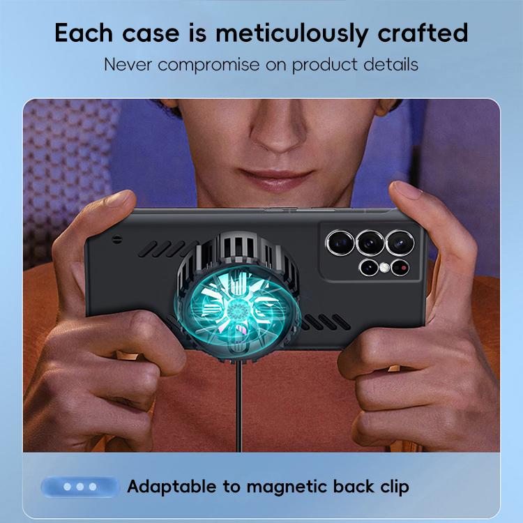 For Samsung Galaxy S23 Ultra 5G All-inclusive Lens Frameless Graphene Cooling Phone Case(Navy Blue)