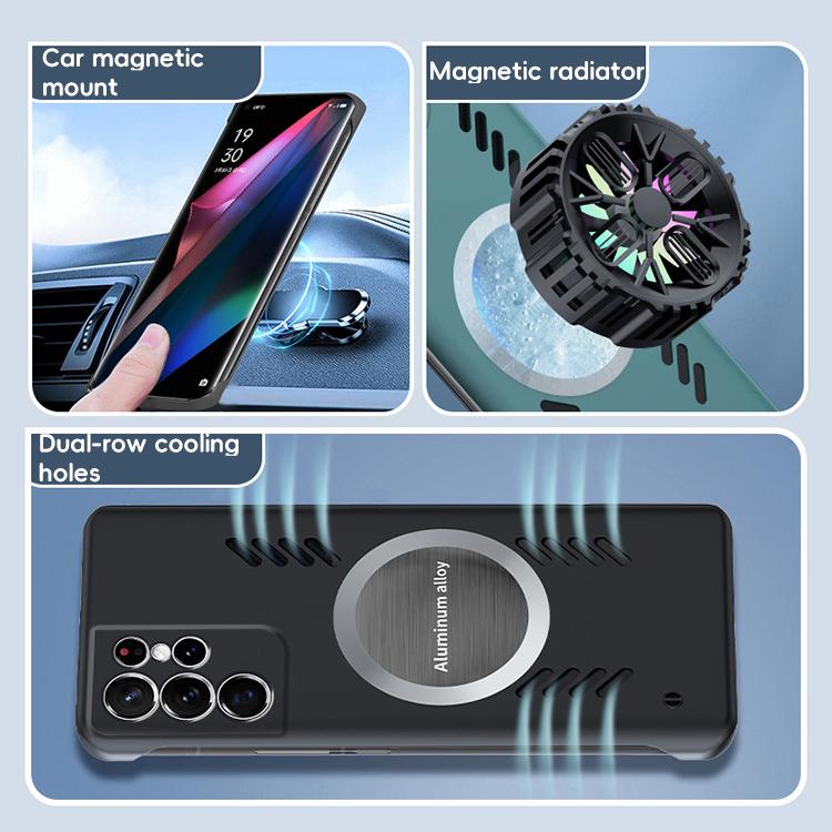 For Samsung Galaxy S23 Ultra 5G All-inclusive Lens Frameless Graphene Cooling Phone Case(Navy Blue)