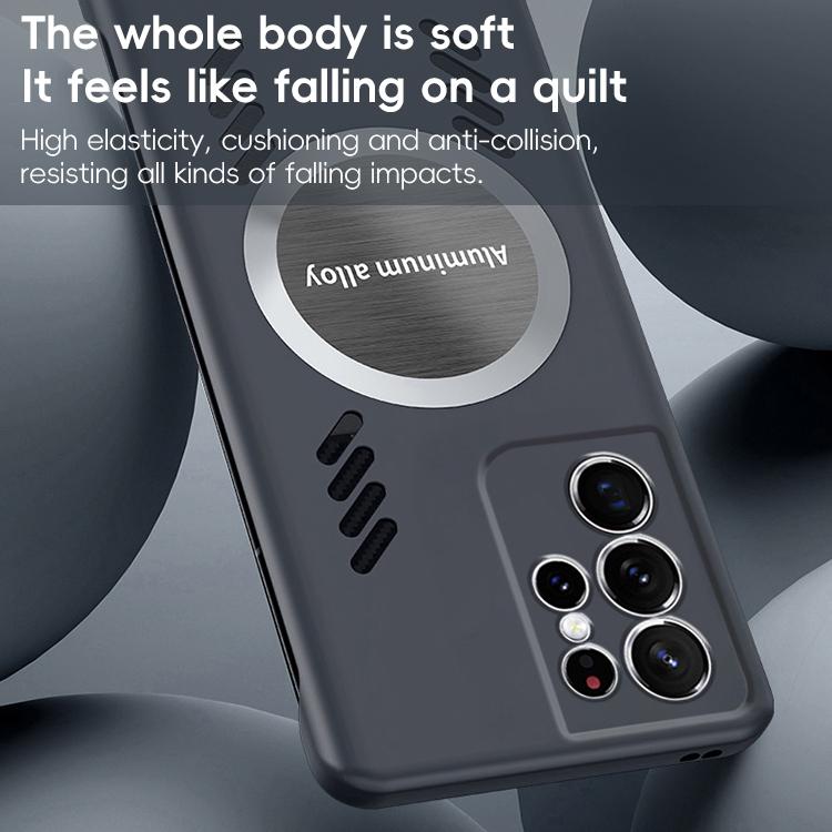 For Samsung Galaxy S23 Ultra 5G All-inclusive Lens Frameless Graphene Cooling Phone Case(Navy Blue)