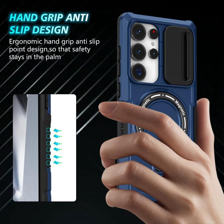 For Samsung Galaxy S25 Ultra 5G Sliding Camshield MagSafe Holder TPU Hybrid PC Phone Case(Royal Blue) For Samsung Galaxy S25 Ultra 5G Sliding Camshield MagSafe Holder TPU Hybrid PC Phone Case(Royal Blue)