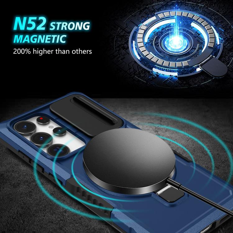 For Samsung Galaxy S25 Ultra 5G Sliding Camshield MagSafe Holder TPU Hybrid PC Phone Case(Royal Blue) For Samsung Galaxy S25 Ultra 5G Sliding Camshield MagSafe Holder TPU Hybrid PC Phone Case(Royal Blue)