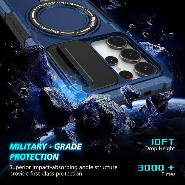 For Samsung Galaxy S25 Ultra 5G Sliding Camshield MagSafe Holder TPU Hybrid PC Phone Case(Royal Blue) For Samsung Galaxy S25 Ultra 5G Sliding Camshield MagSafe Holder TPU Hybrid PC Phone Case(Royal Blue)