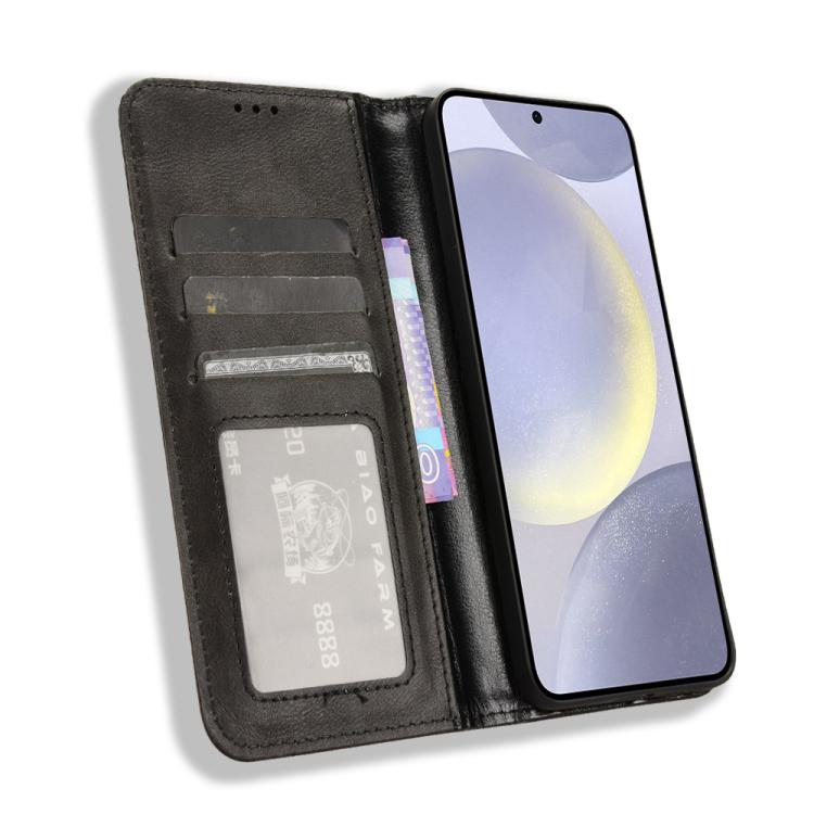 For Samsung Galaxy S24 FE 5G Magnetic Buckle Retro Texture Leather Phone Case(Black) For Samsung Galaxy S24 FE 5G Magnetic Buckle Retro Texture Leather Phone Case(Black)