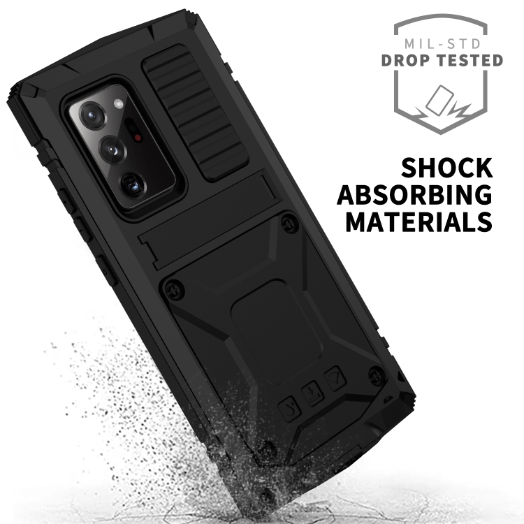 For Samsung Galaxy Note 20 Ultra R-JUST Shockproof Waterproof Dust-proof Metal + Silicone Protective Case with Holder(Black) For Samsung Galaxy Note 20 Ultra R-JUST Shockproof Waterproof Dust-proof Metal + Silicone Protective Case with Holder(Black)