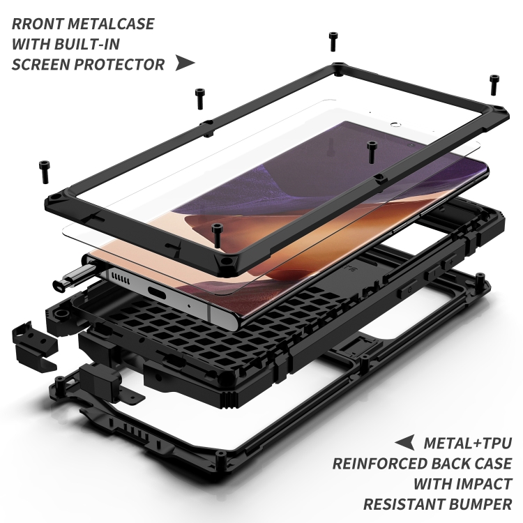 For Samsung Galaxy Note 20 Ultra R-JUST Shockproof Waterproof Dust-proof Metal + Silicone Protective Case with Holder(Black) For Samsung Galaxy Note 20 Ultra R-JUST Shockproof Waterproof Dust-proof Metal + Silicone Protective Case with Holder(Black)