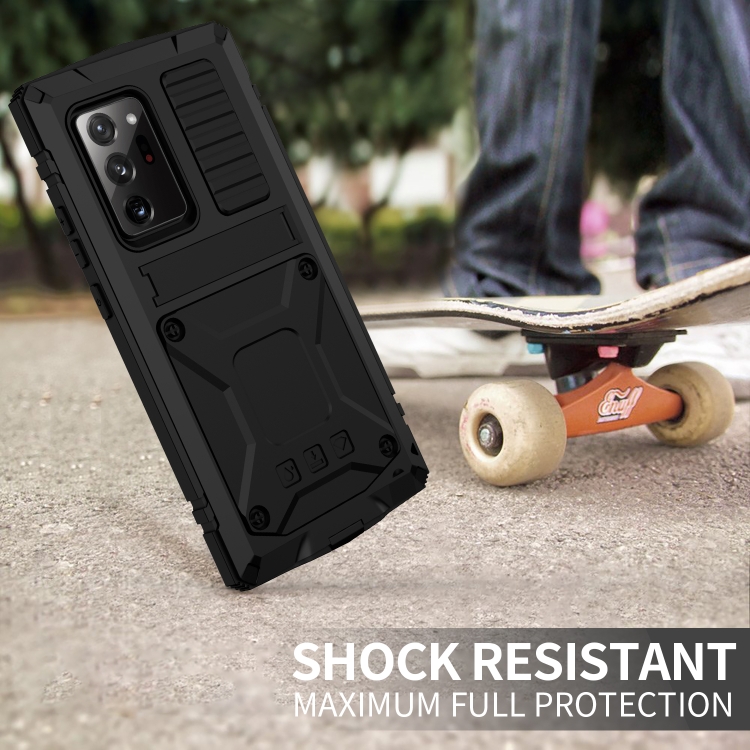 For Samsung Galaxy Note 20 Ultra R-JUST Shockproof Waterproof Dust-proof Metal + Silicone Protective Case with Holder(Black) For Samsung Galaxy Note 20 Ultra R-JUST Shockproof Waterproof Dust-proof Metal + Silicone Protective Case with Holder(Black)