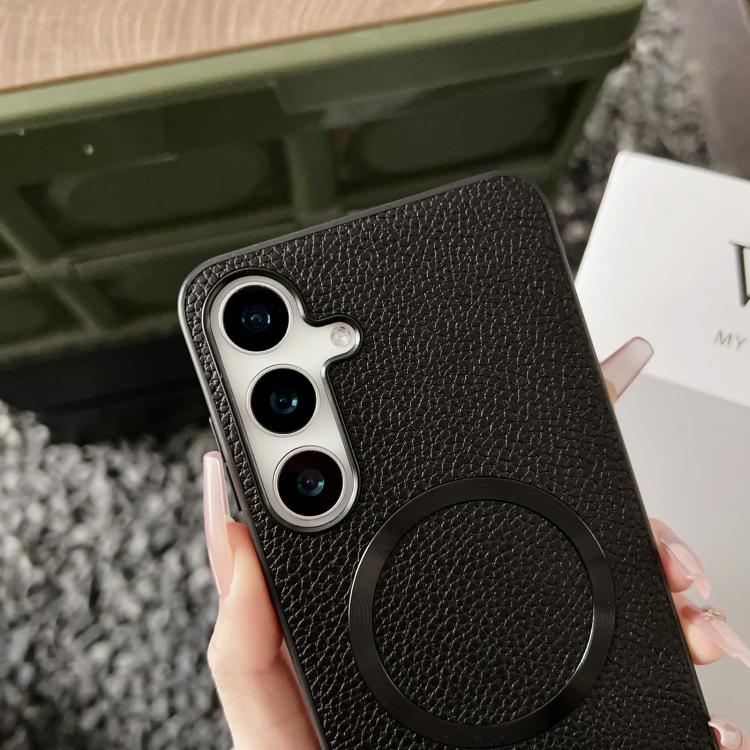 For Samsung Galaxy S25+ 5G CD Magsafe Magnetic Litchi Texture Phone Case(Black) For Samsung Galaxy S25+ 5G CD Magsafe Magnetic Litchi Texture Phone Case(Black)