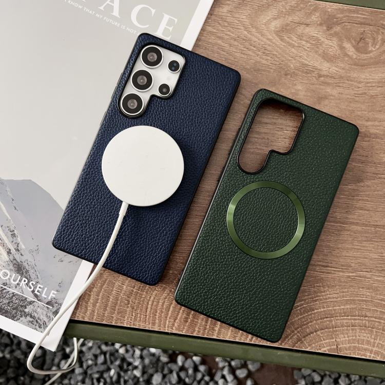 For Samsung Galaxy S25 Ultra 5G CD Magsafe Magnetic Litchi Texture Phone Case(Green) For Samsung Galaxy S25 Ultra 5G CD Magsafe Magnetic Litchi Texture Phone Case(Green)