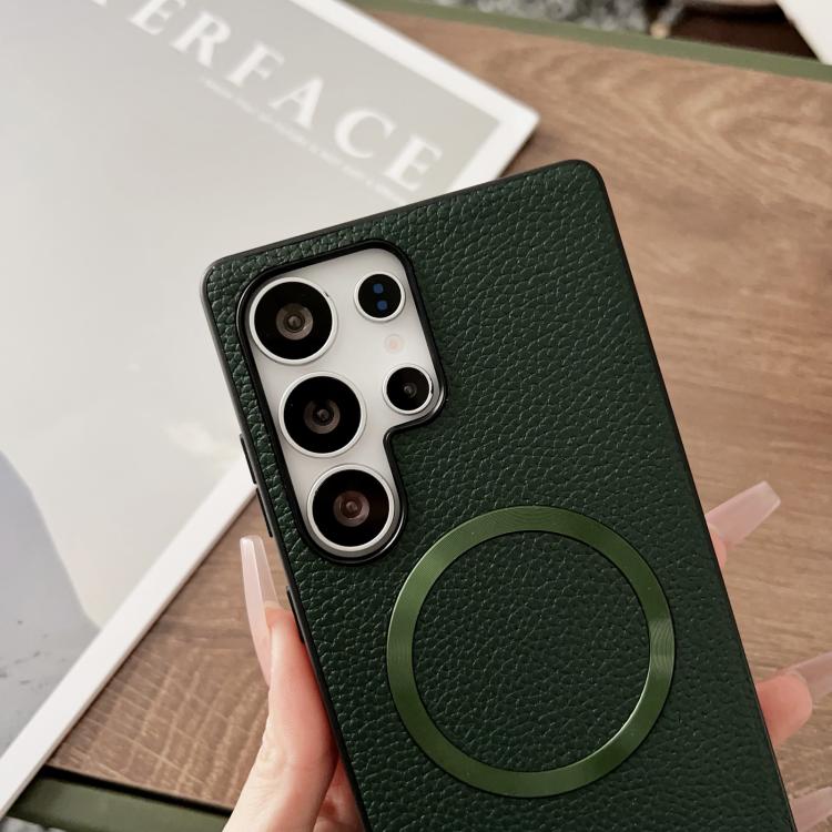 For Samsung Galaxy S25 Ultra 5G CD Magsafe Magnetic Litchi Texture Phone Case(Green) For Samsung Galaxy S25 Ultra 5G CD Magsafe Magnetic Litchi Texture Phone Case(Green)