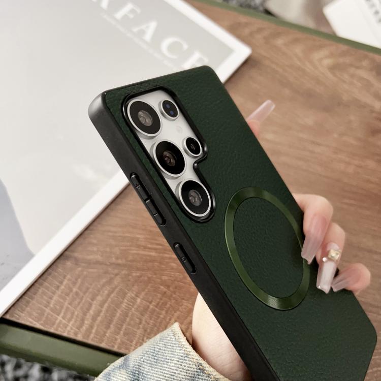 For Samsung Galaxy S25 Ultra 5G CD Magsafe Magnetic Litchi Texture Phone Case(Green) For Samsung Galaxy S25 Ultra 5G CD Magsafe Magnetic Litchi Texture Phone Case(Green)