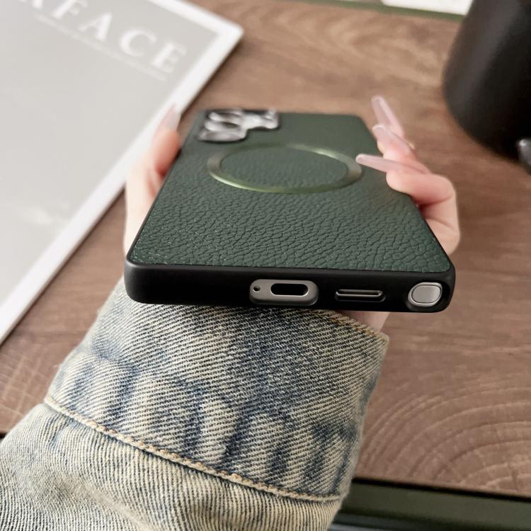For Samsung Galaxy S25 Ultra 5G CD Magsafe Magnetic Litchi Texture Phone Case(Green) For Samsung Galaxy S25 Ultra 5G CD Magsafe Magnetic Litchi Texture Phone Case(Green)