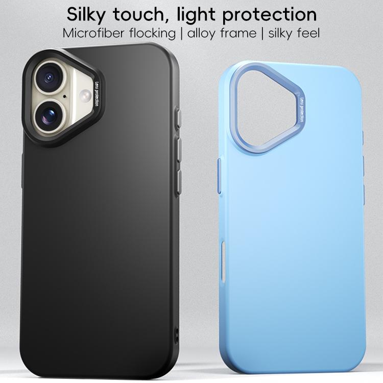 For iPhone 16 PC Flocking MagSafe Magnetic Phone Case(Blue) For iPhone 16 PC Flocking MagSafe Magnetic Phone Case(Blue)