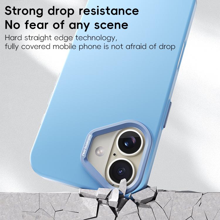 For iPhone 16 PC Flocking MagSafe Magnetic Phone Case(Blue) For iPhone 16 PC Flocking MagSafe Magnetic Phone Case(Blue)