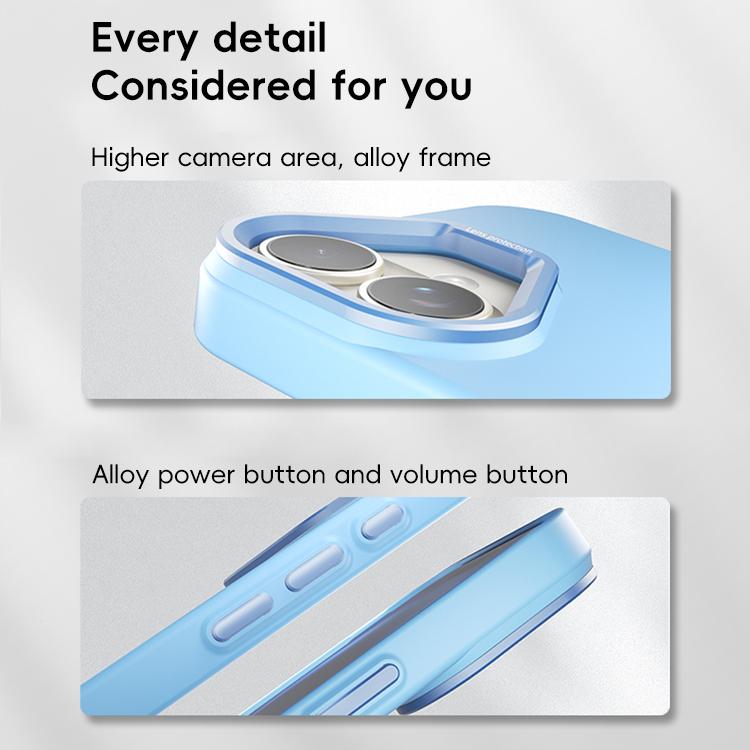 For iPhone 16 PC Flocking MagSafe Magnetic Phone Case(Blue) For iPhone 16 PC Flocking MagSafe Magnetic Phone Case(Blue)