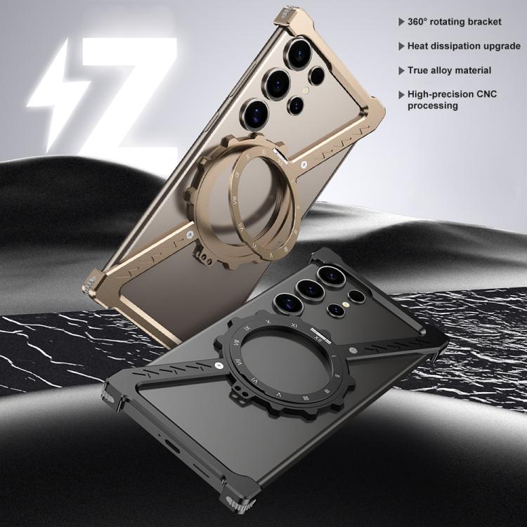 For Samsung Galaxy S22 Ultra 5G Z-shaped Frameless Metal 360 Holder MagSafe Phone Case(Space Silver) For Samsung Galaxy S22 Ultra 5G Z-shaped Frameless Metal 360 Holder MagSafe Phone Case(Space Silver)