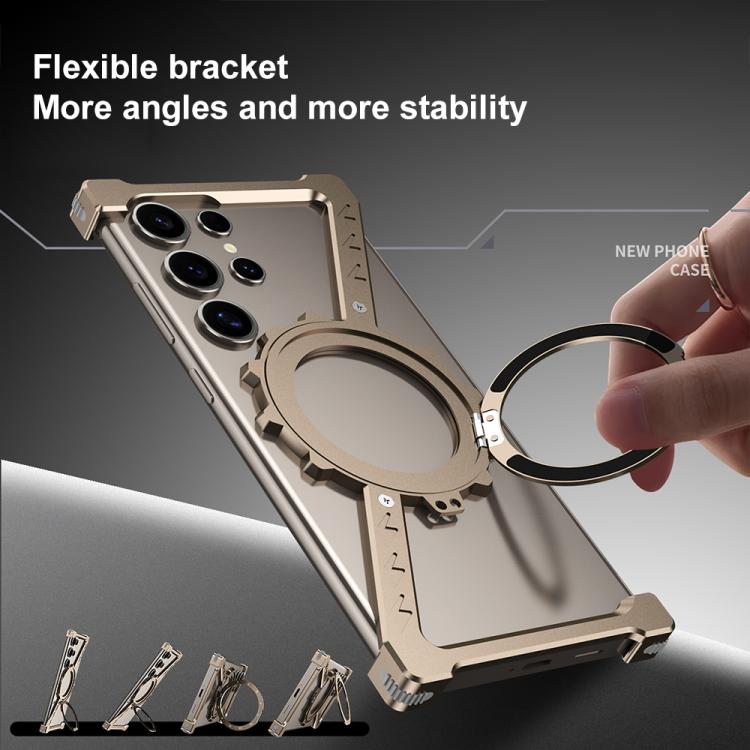For Samsung Galaxy S22 Ultra 5G Z-shaped Frameless Metal 360 Holder MagSafe Phone Case(Space Silver) For Samsung Galaxy S22 Ultra 5G Z-shaped Frameless Metal 360 Holder MagSafe Phone Case(Space Silver)