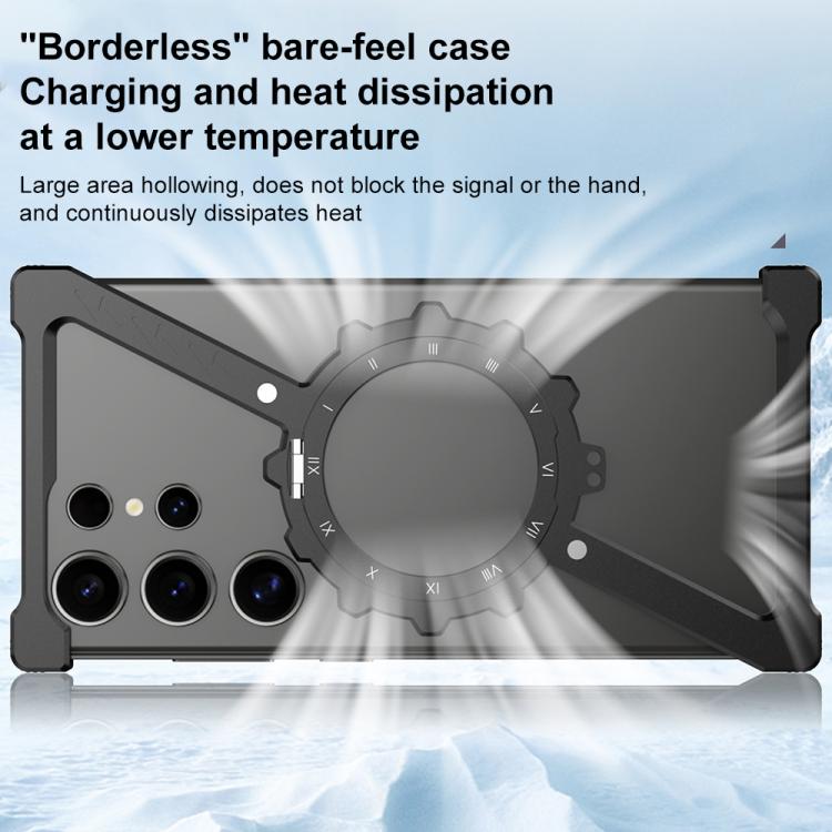For Samsung Galaxy S22 Ultra 5G Z-shaped Frameless Metal 360 Holder MagSafe Phone Case(Space Silver) For Samsung Galaxy S22 Ultra 5G Z-shaped Frameless Metal 360 Holder MagSafe Phone Case(Space Silver)