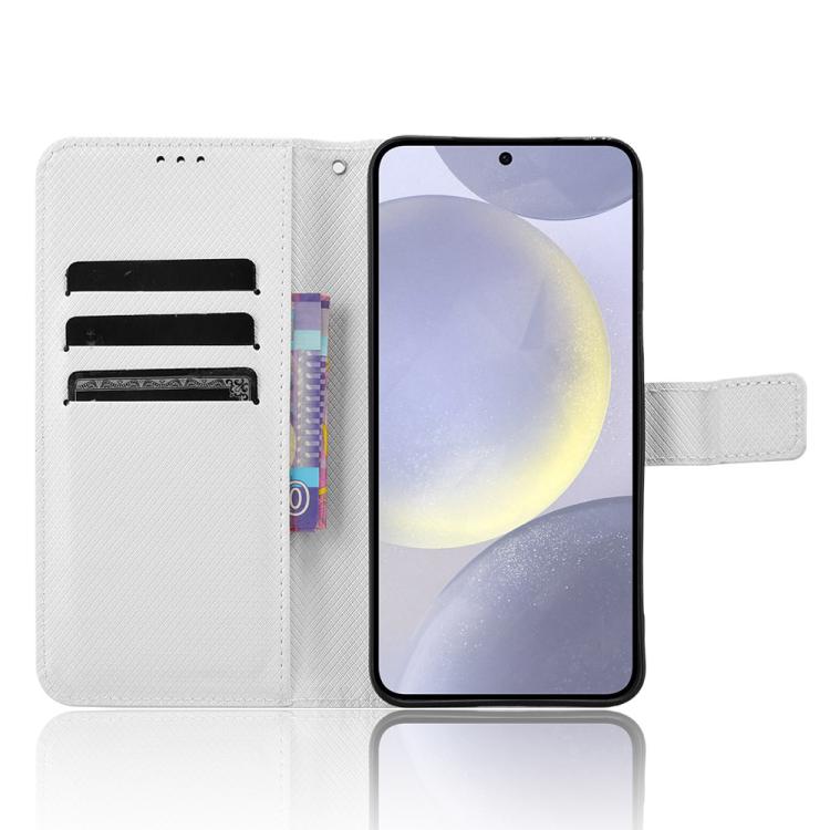 For Samsung Galaxy S24 FE 5G Diamond Texture Leather Phone Case(White) For Samsung Galaxy S24 FE 5G Diamond Texture Leather Phone Case(White)