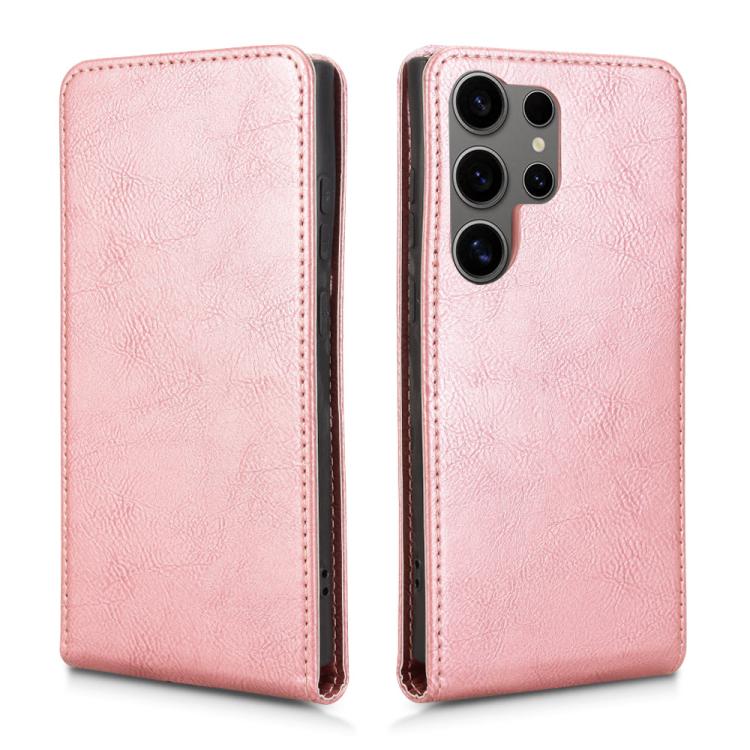 For Samsung Galaxy S24 Ultra 5G Magnetic Vertical Flip Leather Phone Case(Rose Gold) For Samsung Galaxy S24 Ultra 5G Magnetic Vertical Flip Leather Phone Case(Rose Gold)