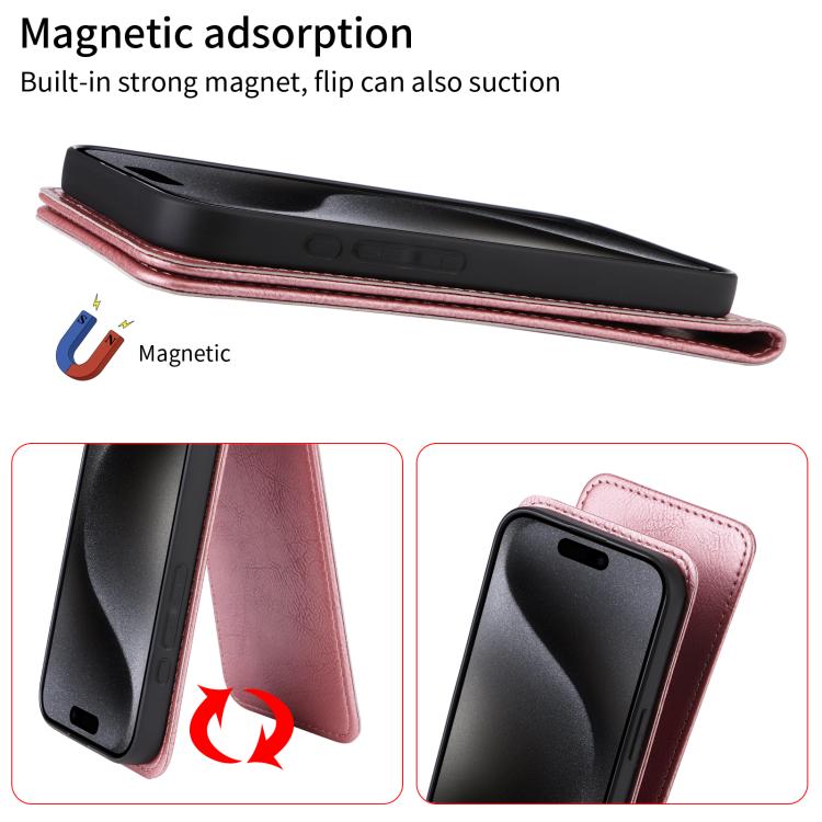 For Samsung Galaxy S24 Ultra 5G Magnetic Vertical Flip Leather Phone Case(Rose Gold) For Samsung Galaxy S24 Ultra 5G Magnetic Vertical Flip Leather Phone Case(Rose Gold)
