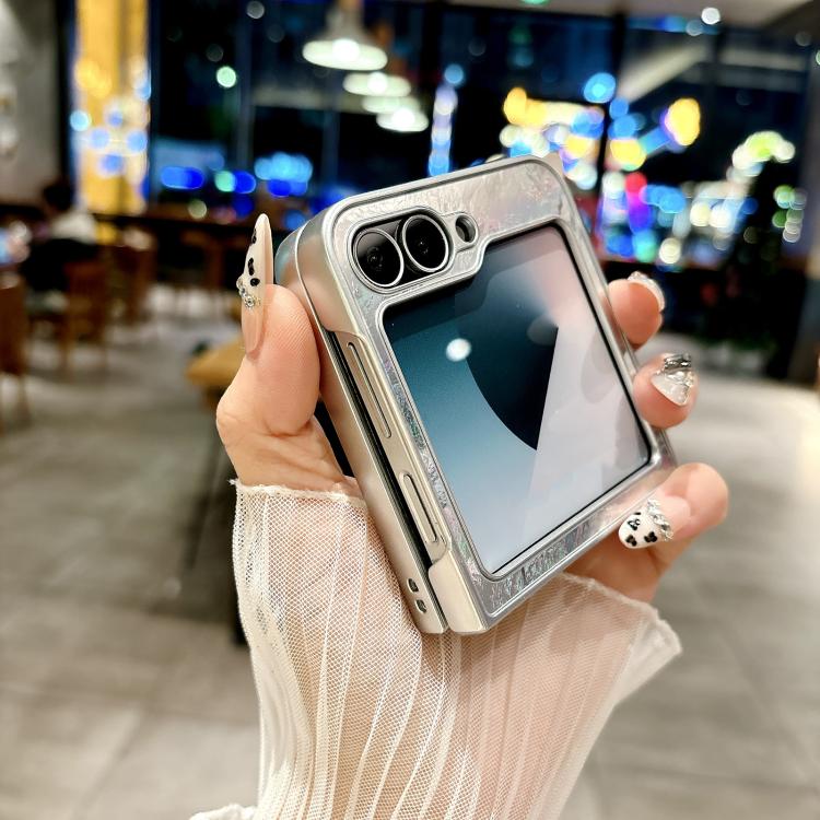 For Samsung Galaxy Z Flip5 5G Silver Edge PC Folding Phone Case(Glacier)