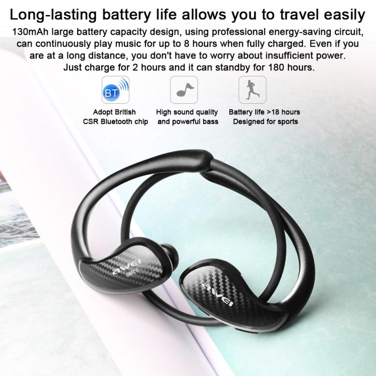 awei A881BL Neckband IPX4 Waterproof NFC Bluetooth Wireless Sport Earphones(Black) awei A881BL Neckband IPX4 Waterproof NFC Bluetooth Wireless Sport Earphones(Black)